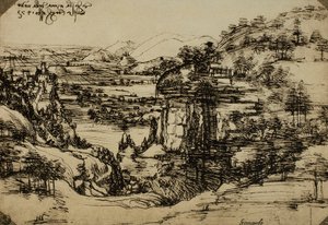 Landscape of the Arno Valley, Drawing by Leonardo da Vinci by Leonardo da Vinci